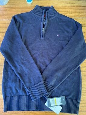 Tommy Hilfiger Men's Navy Half-Zip Pullover Sweater